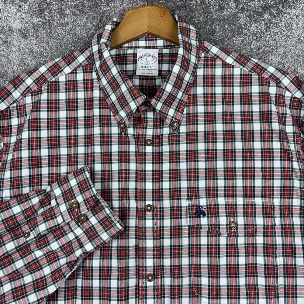 Brooks‎ Brothers Shirt Men's XL Regent Fit The Original Polo Cotton Plaid Preppy